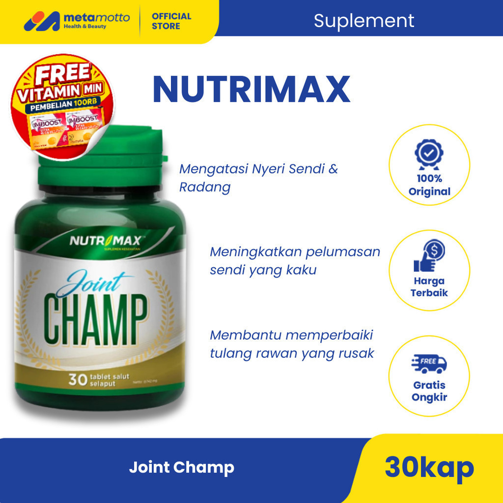 [ FREE VITAMIN ] [ FREE VITAMIN ] Nutrimax Joint Champ 30 Tablet Meningkatkan Kesehatan Persendian A