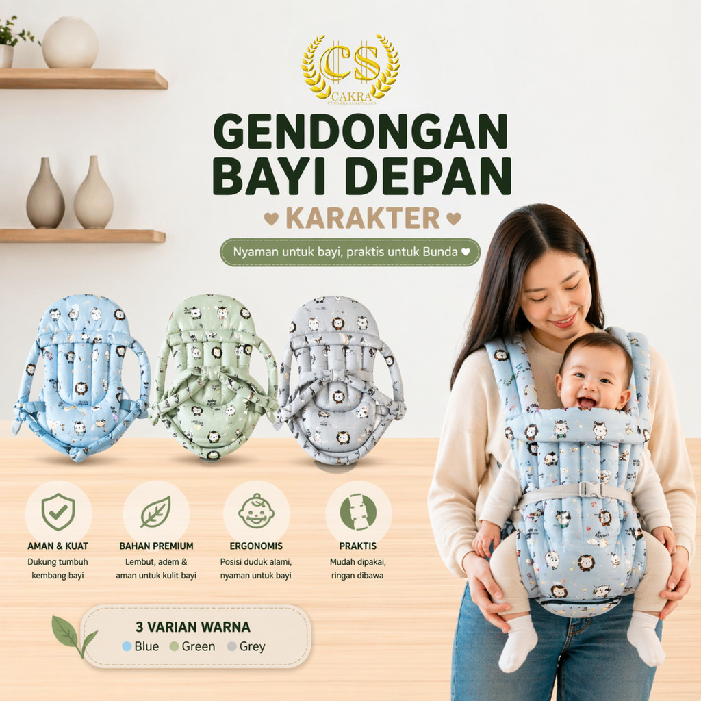 TMB | Gendongan Bayi Karakter / Gendongan Depan / Gendongan Bayi Duduk Depan