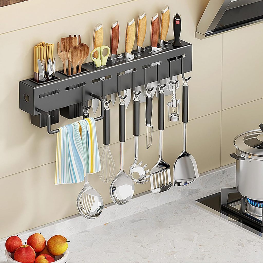 Tempat Sendok Garpu Tempel Dinding Penyimpanan alat masak Kitchen Organizer Spatula Stainless Steel