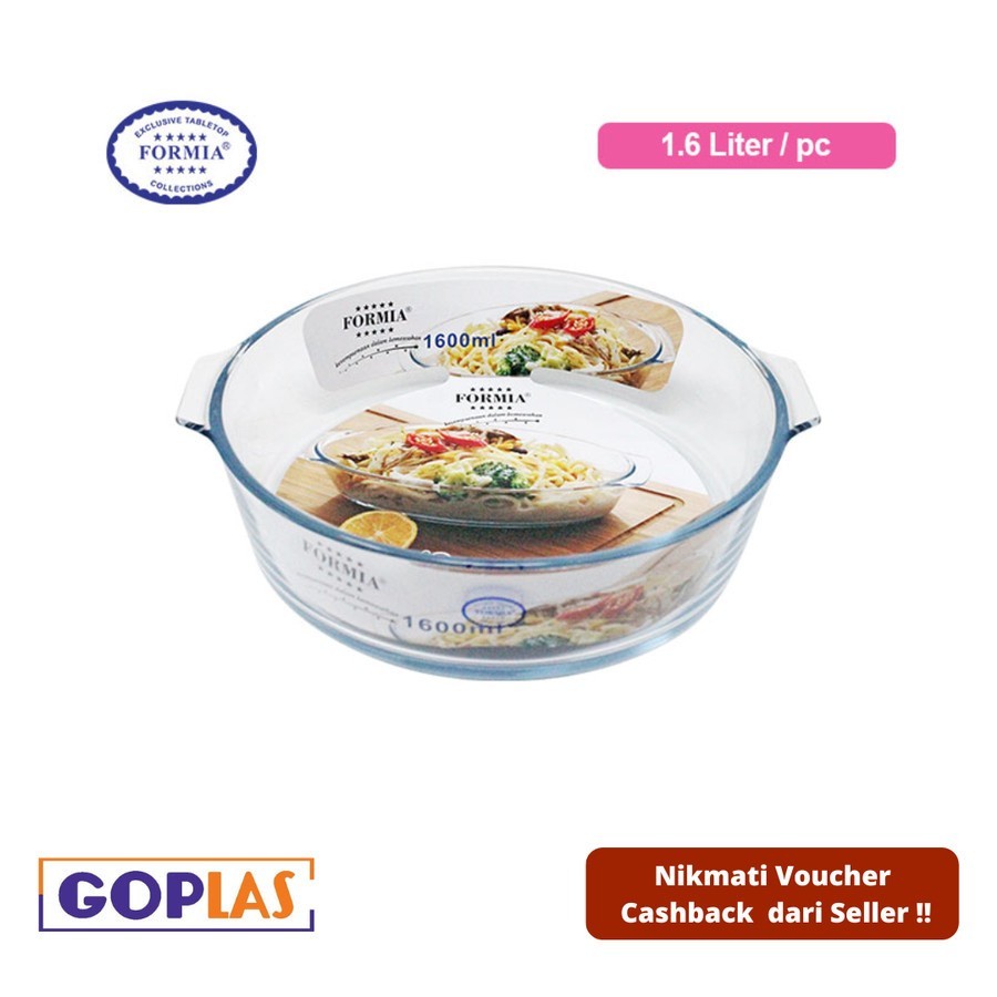 Wadah Saji Kaca Bulat 1600ml Merk Formia - Bake & Serve Round Dish | W4