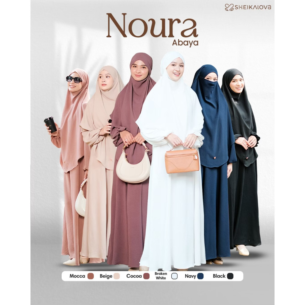 Sheika Hijab - Abaya Noura Set French khimar(Abaya Haji Umroh Syari Wanita Dress Gamis Polos Crinkle