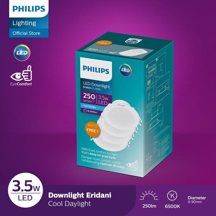 LAMPU DOWNLIGHT LED PHILIPS ERIDANI DL190B MULTIPACK (ISI 4 PCS)  3.5W 7W 10W 14W 23W PUTIH / KUNING