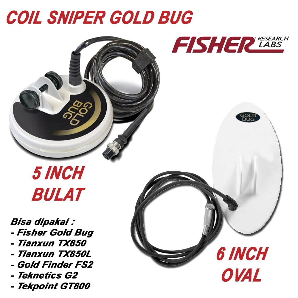 Koil Gold Bug 5" 5 Inch Coil Sniper Kecil 6" 6 inch Metal Detector Detektor Logam Emas Bisa untuk TX