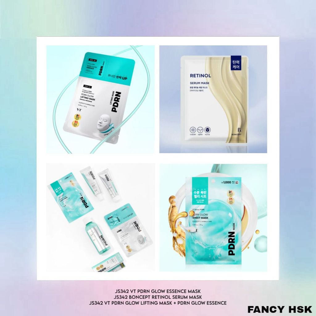KOREA VT PDRN GLOW SHEET MASK BONCEPT RETINOL SERUM MASK VT PDRN GLOW LIFTING MASK + PDRN GLOW ESSEN
