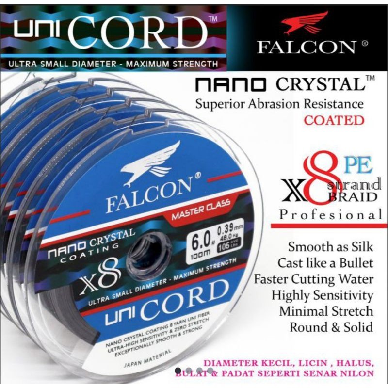 Senar PE X8 FALCON Uni Cord Nano Crystal Coated 100 M connecting