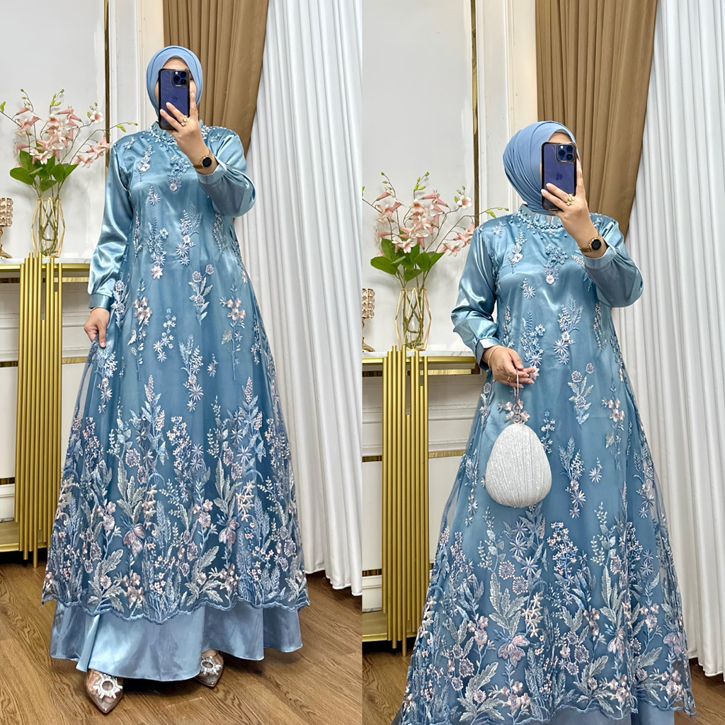 Alifa Dress Gamis Lebaran Mewah Terbaru Baju Kondangan Wanita Muslim Busana Lebaran Tersedia Ukuran 