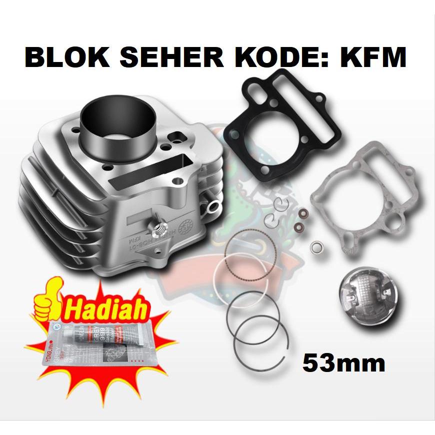 BLOK SEHER BORING PAKET BOREUP BORE UP SUPRA FIT NEW REVO LAMA LEGENDA SUPRA FIT LAMA KFM 53MM Motor