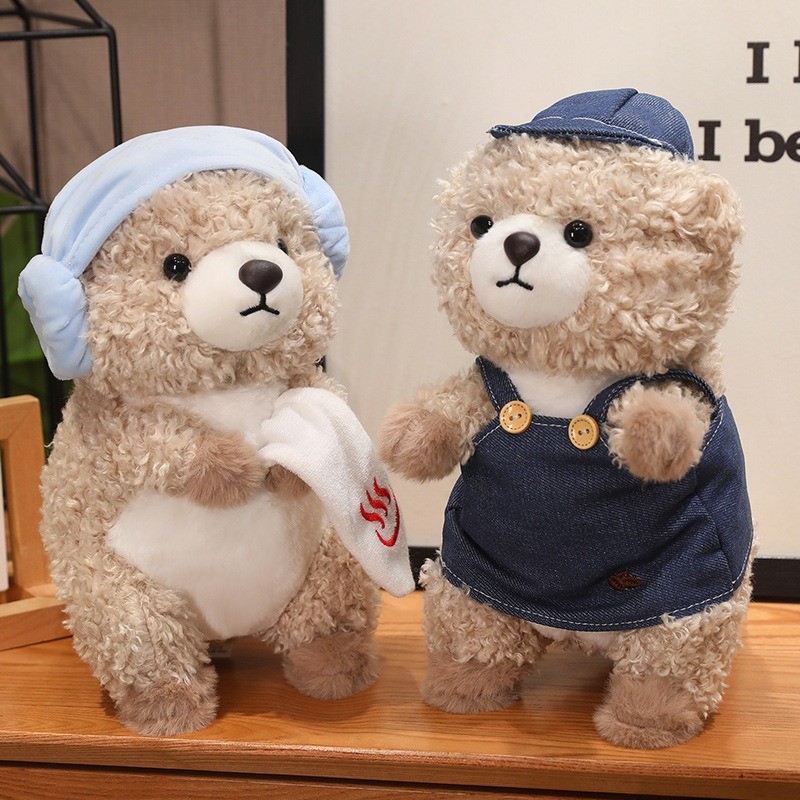 Boneka Berang-berang Plushie Berbaju Lucu, Boneka Hewan Lembut, Pendamping Tidur Penenang Hadiah
