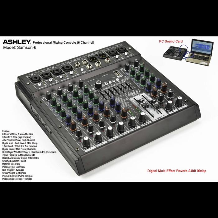 mixer audio ashley samson 6 / samson6 6 channel original