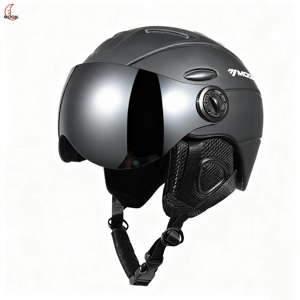 MOON Professional Ski Goggle Integrated Ski Helmet Lightweight Uni Ski Helmet for Snowboarng and Ski