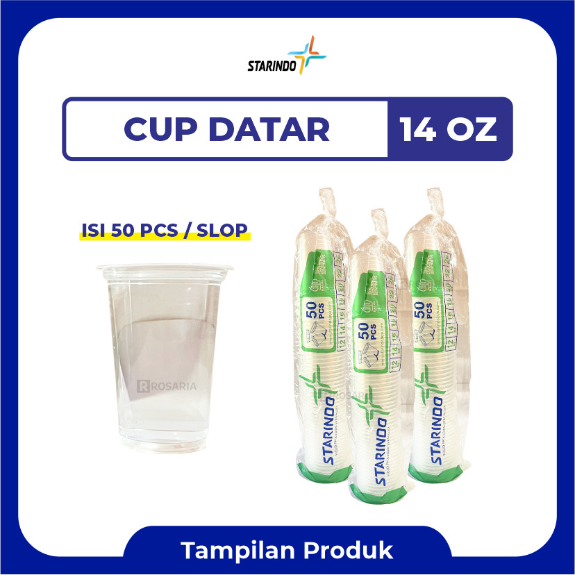 CUP POLOS DATAR 14 OZ STARINDO 7 gr Plastik Bening Gelas Minuman