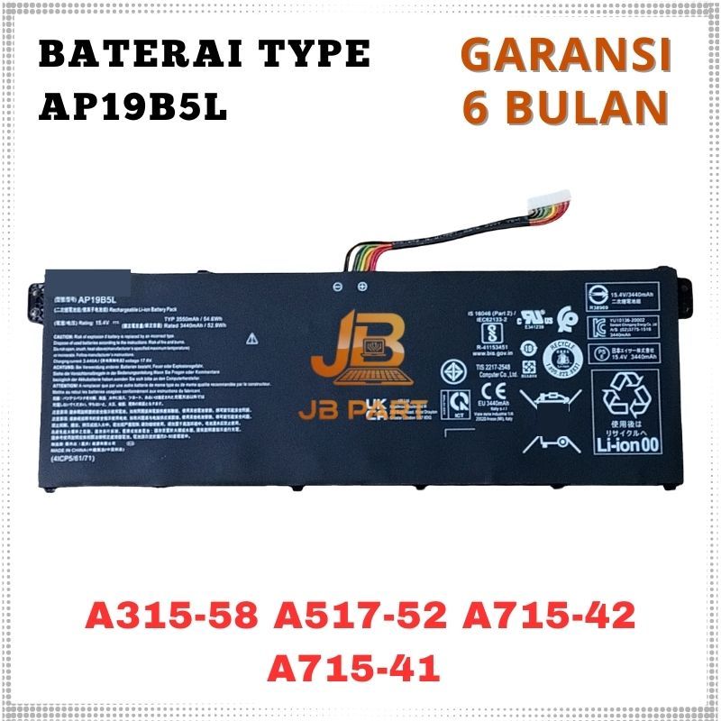 Baterai Acer Aspire 5 A515-43 Vero AV15-51 SP314-21N AP19B5L -JBPART