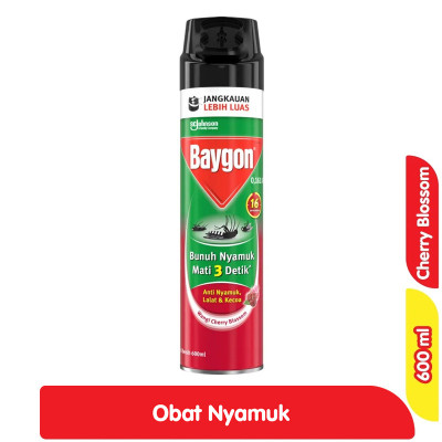 Baygon Obat Nyamuk Spray Semprot Racun Lalat Serangga Semut Jumbo Aerosol 600ml Cherry Blossom 600 m