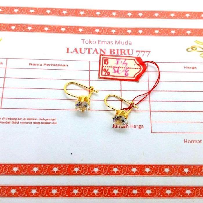 premium jual rugi anting emas wanita dewasa 2gram kadar 875 anting desy permata satu anti karat dan