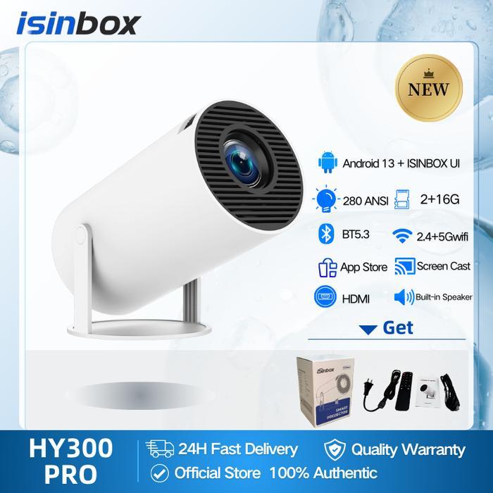 ISINBOX 2+16G HY300 Pro Portable Mini Smart Projector 260ANSI Android 13 Proyektor mini murah Biosko