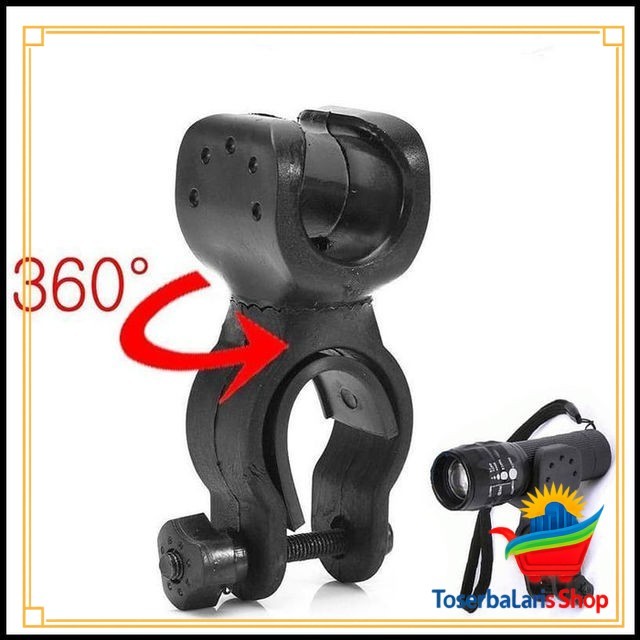 Braket Jepitan Senter Mounting Breket 360 Derajat Rotation Holder Senter Sepeda 360° Bicycle Torch F