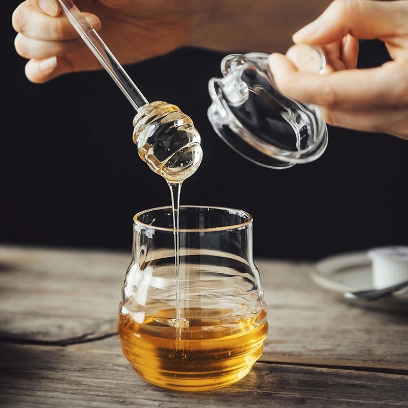 Gelas Tempat Madu dan Selai Borosilicate Glass 250ml - Tempat Madu Kaca Transparan Minimalis - Botol