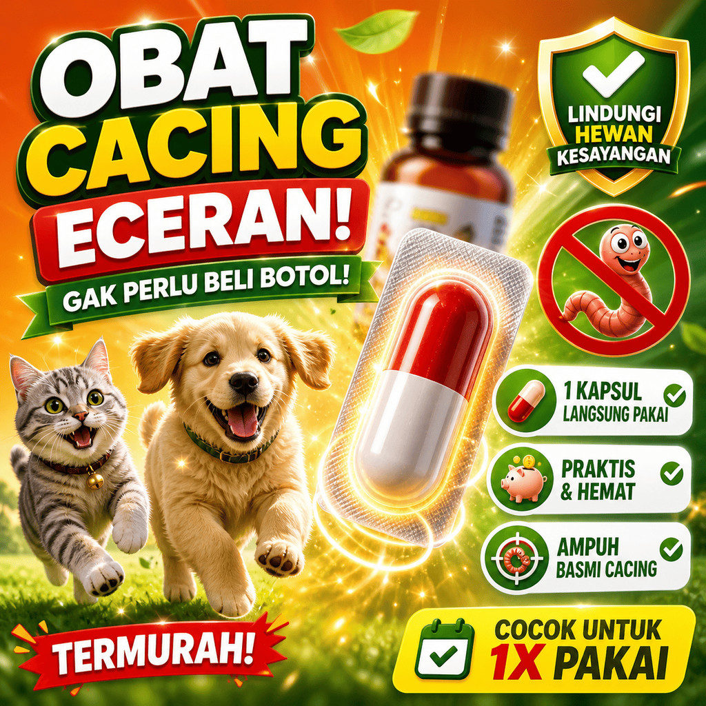 1 KAPSUL OBAT CACING KUCING ANJING SUPER AMPUH