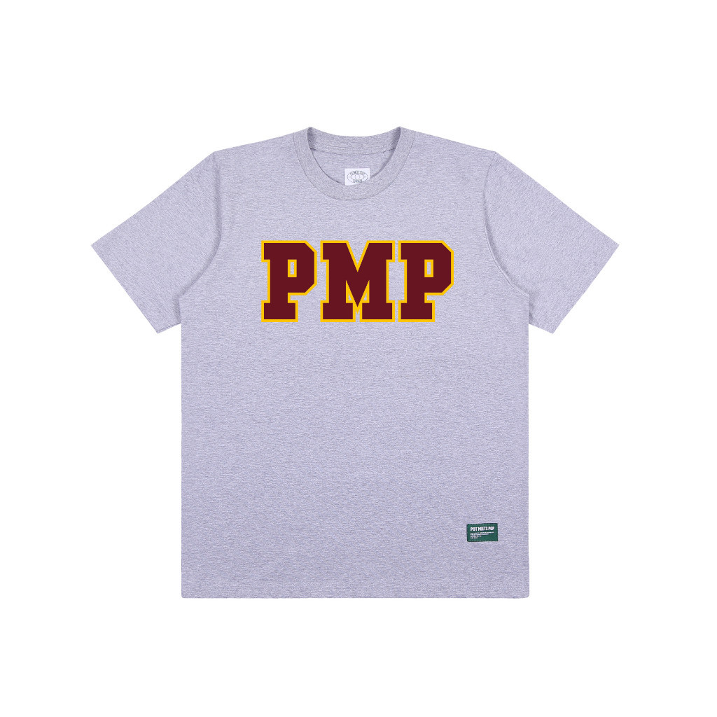 Pot Meets Pop Kaos Lengan Pendek - PMP Initial Tee Grey Maroon - T Shirt