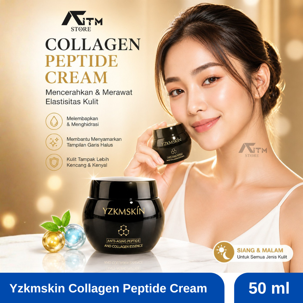 Krim Wajah YZKMSKIN Peptide Collagen 60g Hydrating Cream Hyaluronic Acid Daily Care