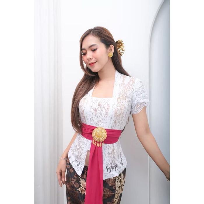 Kebaya Bali Brokat Sofia Bed Lengan Pendek Kebaya Jadi Strait Tangan Tumpuk Lilit Baju Kebaya Wanita