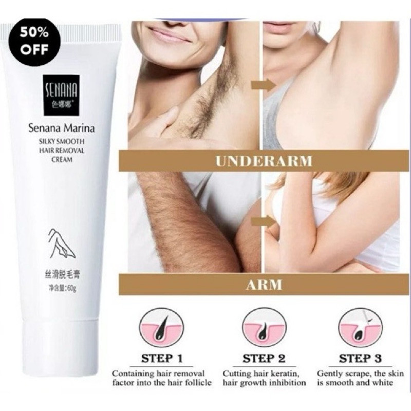 (GRATIS SPATULA) PERONTOK BULU KETIAK KAKI TANGAN SENANA MARINA HAIR REMOVAL / SENANA WHITENING CLEA