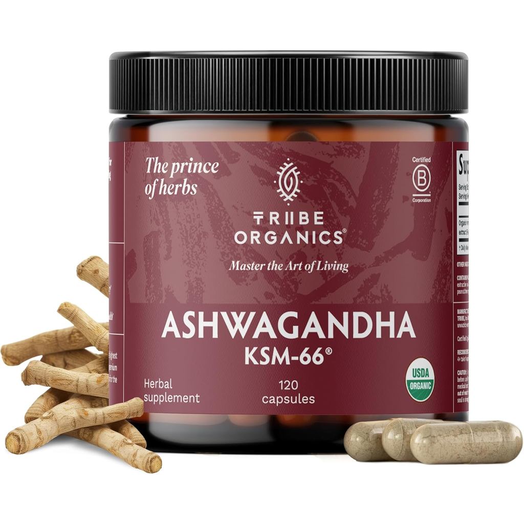 TRIBE ORGANICS Ashwagandha KSM 66 Pure Organic Root Powder Extract