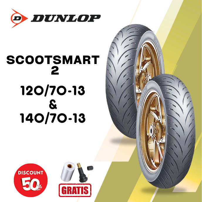 SEPASANG Ban Motor DUNLOP SCOOTSMART 2 120/70 & 140/70 RING 13 Tubeless