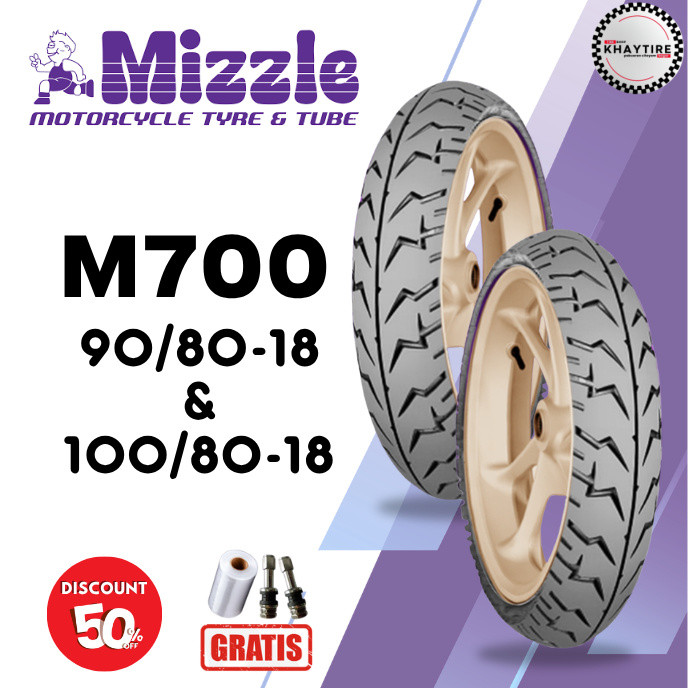 SEPASANG Ban Motor MIZZLE M700 90/80 & 100/80 RING 18 Tubeless