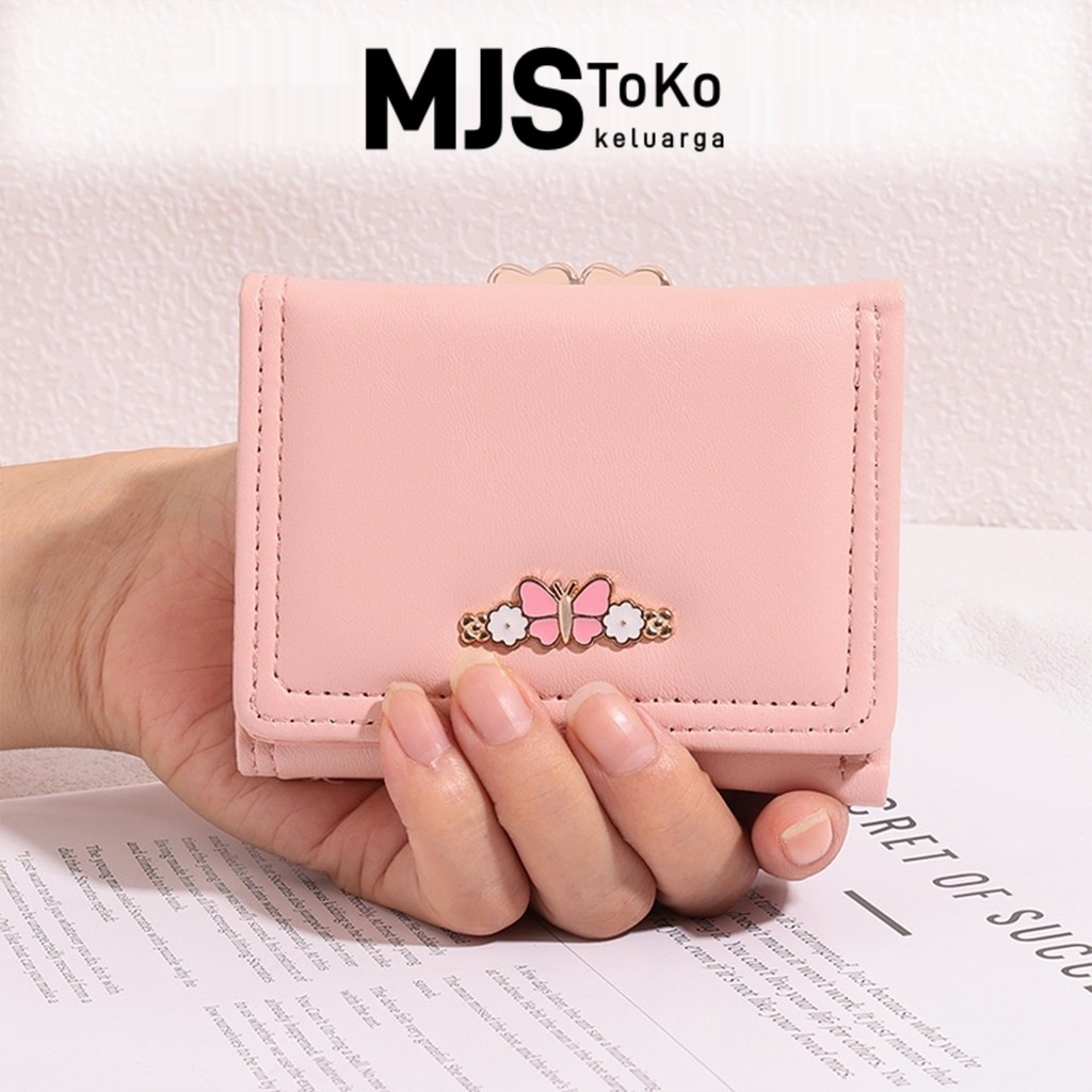 MJS toko Dompet Wanita Dompet Lipat Koin Mini Untuk Sehari Hari Traveling Model Simpel Banyak Slot K