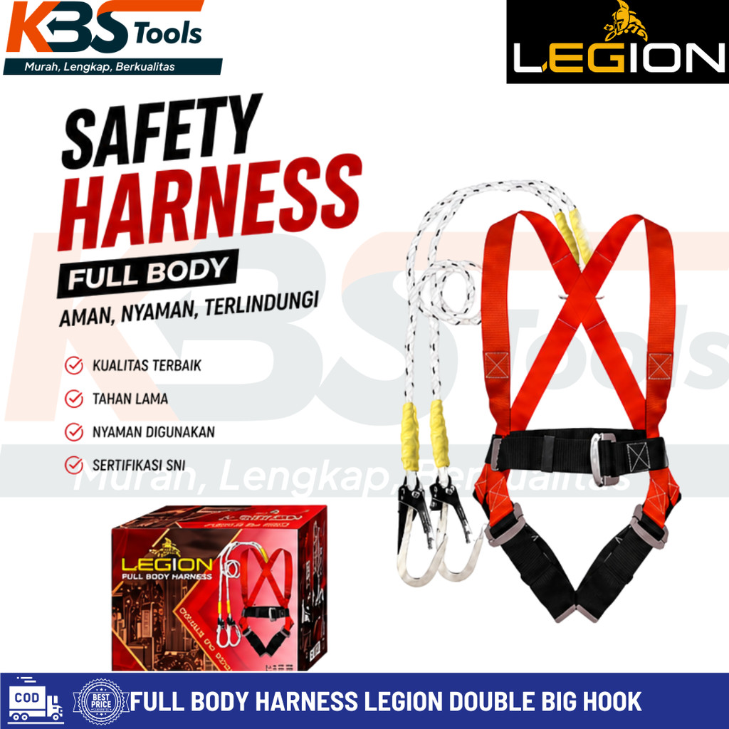 Full Body Harness Legion Double Big Hook Safety Harness Standar SNI Tali Pengaman Kerja Ketinggian