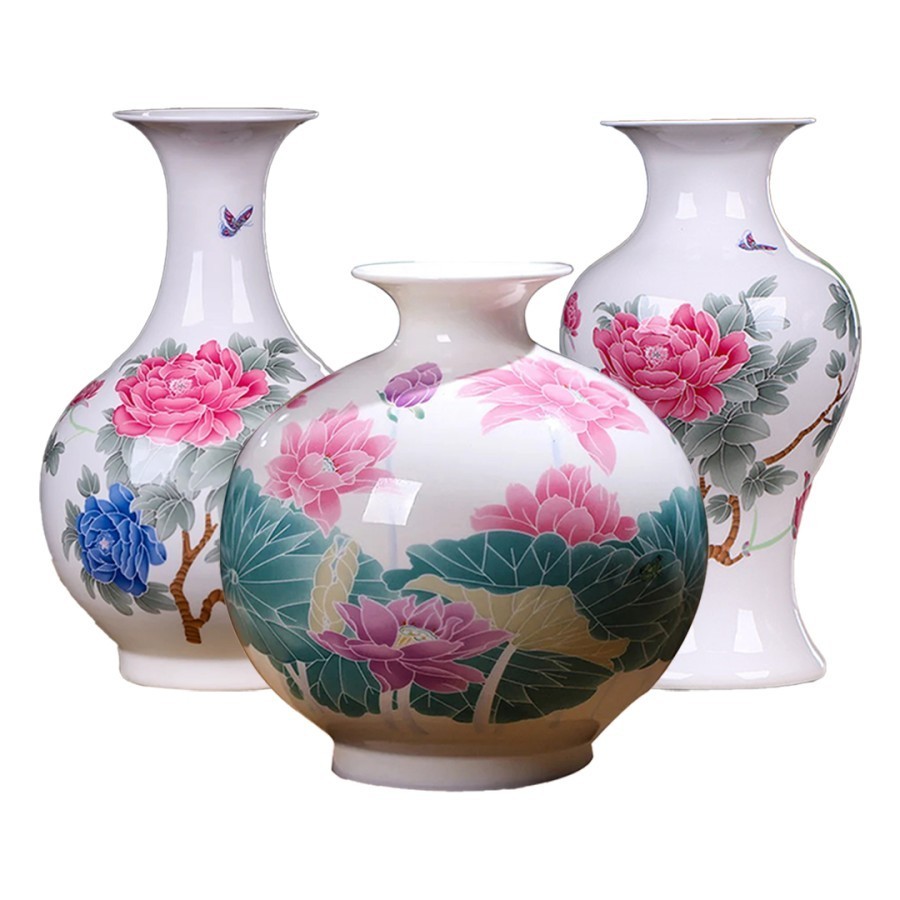 Guci Mini Oriental China Pajangan Meja Mewah / Rose Garden Vase 2565