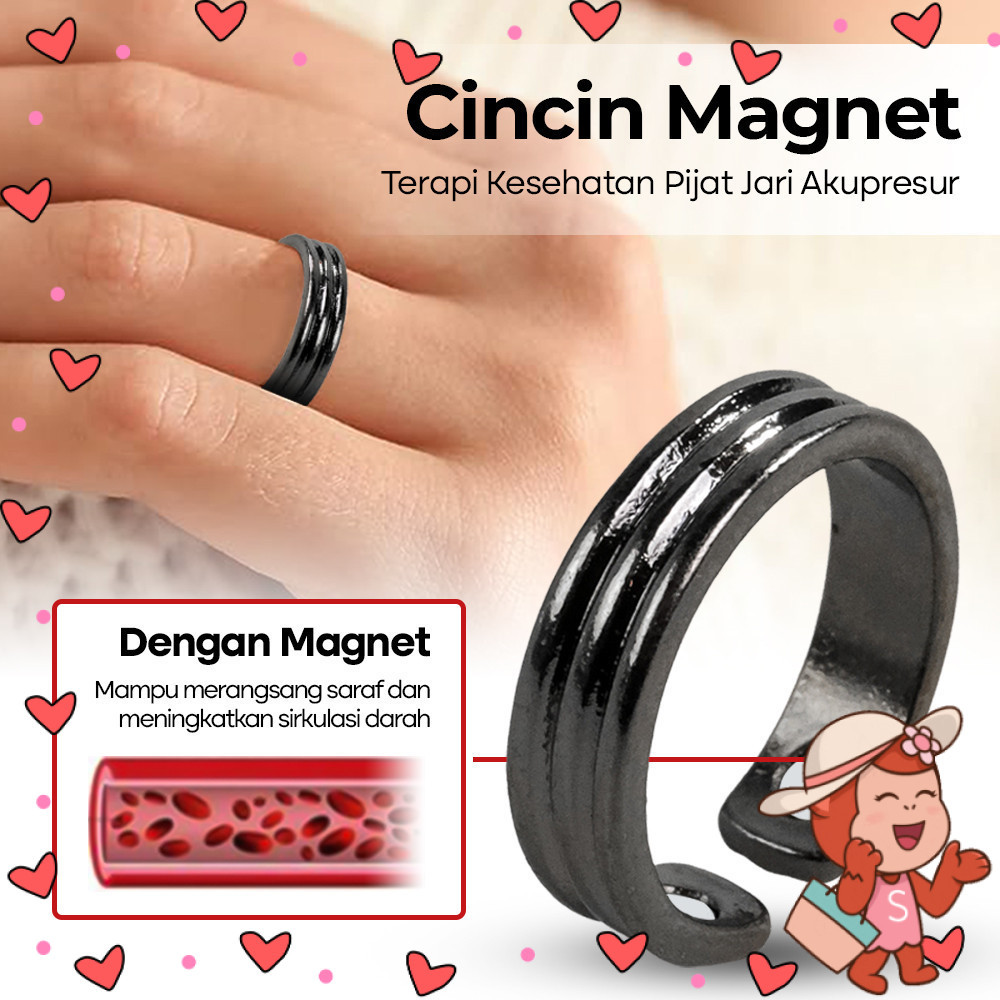 ONEVAN Cincin Magnet Terapi Kesehatan Pijat Jari Akupresur - VN12
