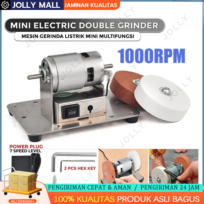 1000RPM Mini Mesin Gerinda Duduk Stand Holder Penggerindaan Kasar Dan Halus Dengan Mata Gurinda Pole