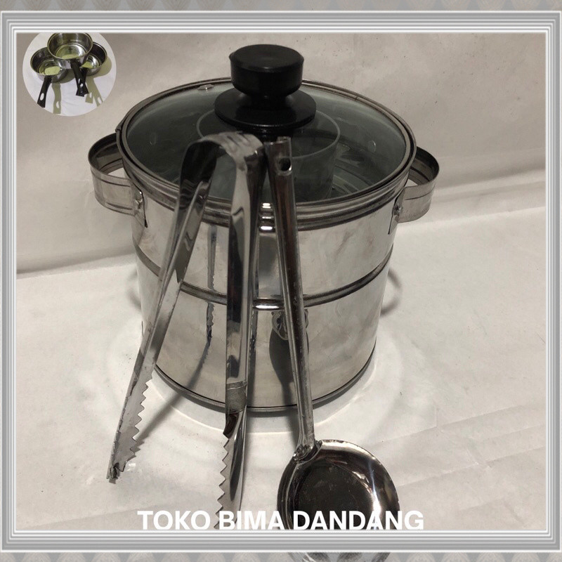 Termurah DANDANG BAKSO STAINLES MINI 20cm TUTUP KACA LENGKAP ADA CENTONG CAPITNYA Terlaris