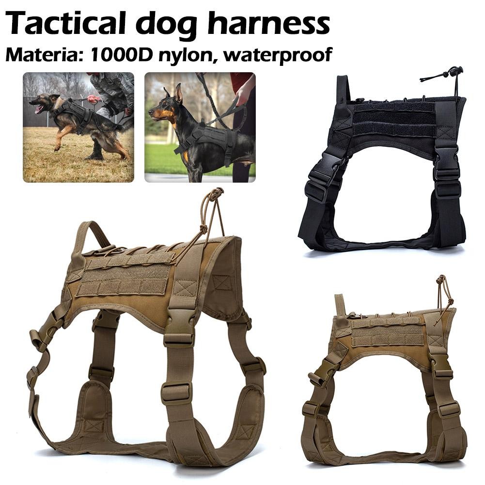 Rompi Anjing Besar Tactical Harness K9 Polisi Bahan Nilon 1000D Tebal Empuk Adjustable Napas Nyaman