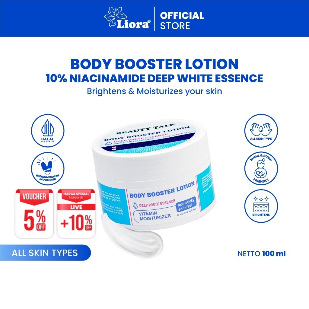[Niacinamide 10%] Beauty Talk Body Booster Lotion Deep White Essence 100ml | Cerah & Lembapkan Kulit