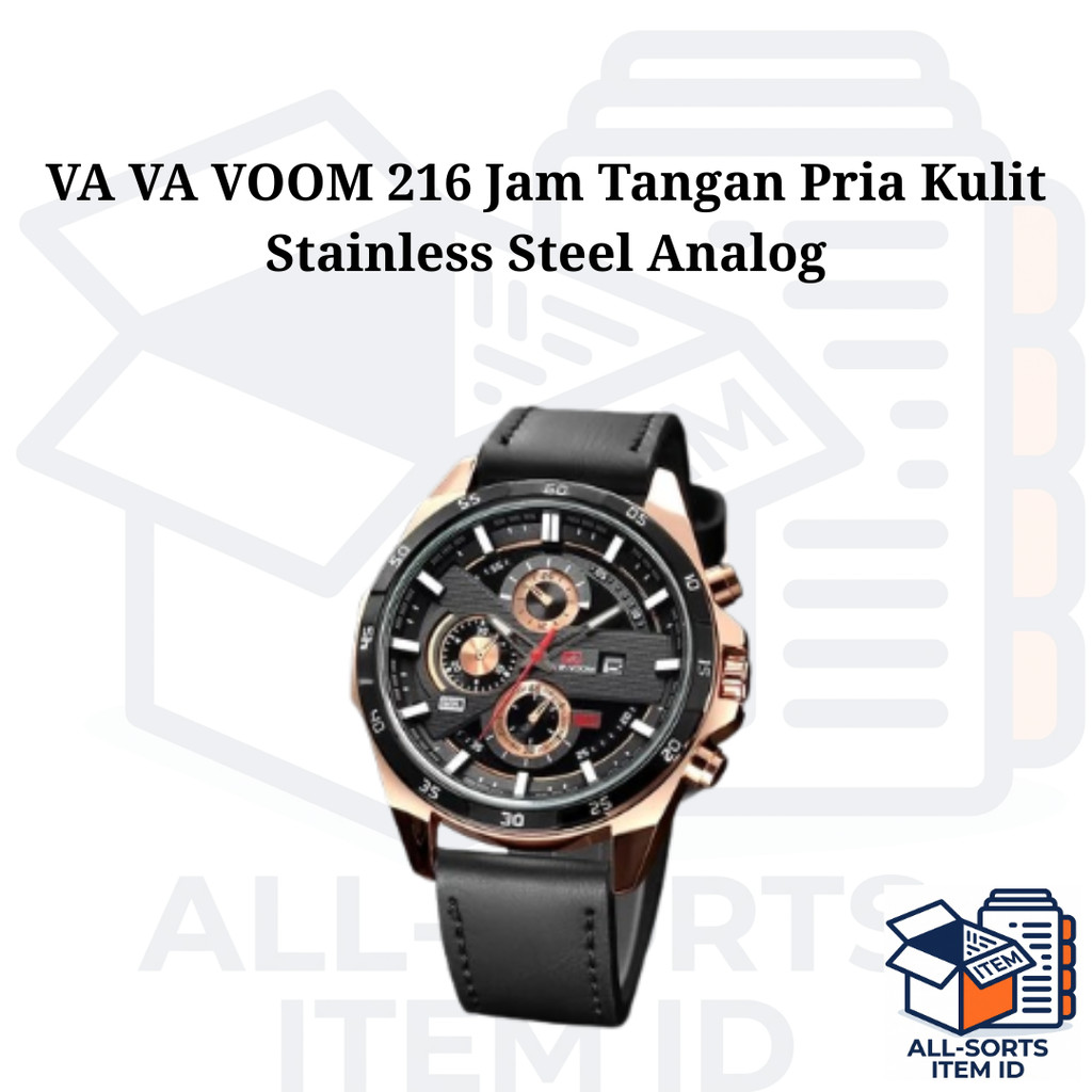 VA VA VOOM 216 Jam Tangan Pria Analog Kulit Stainless Steel Fashion
