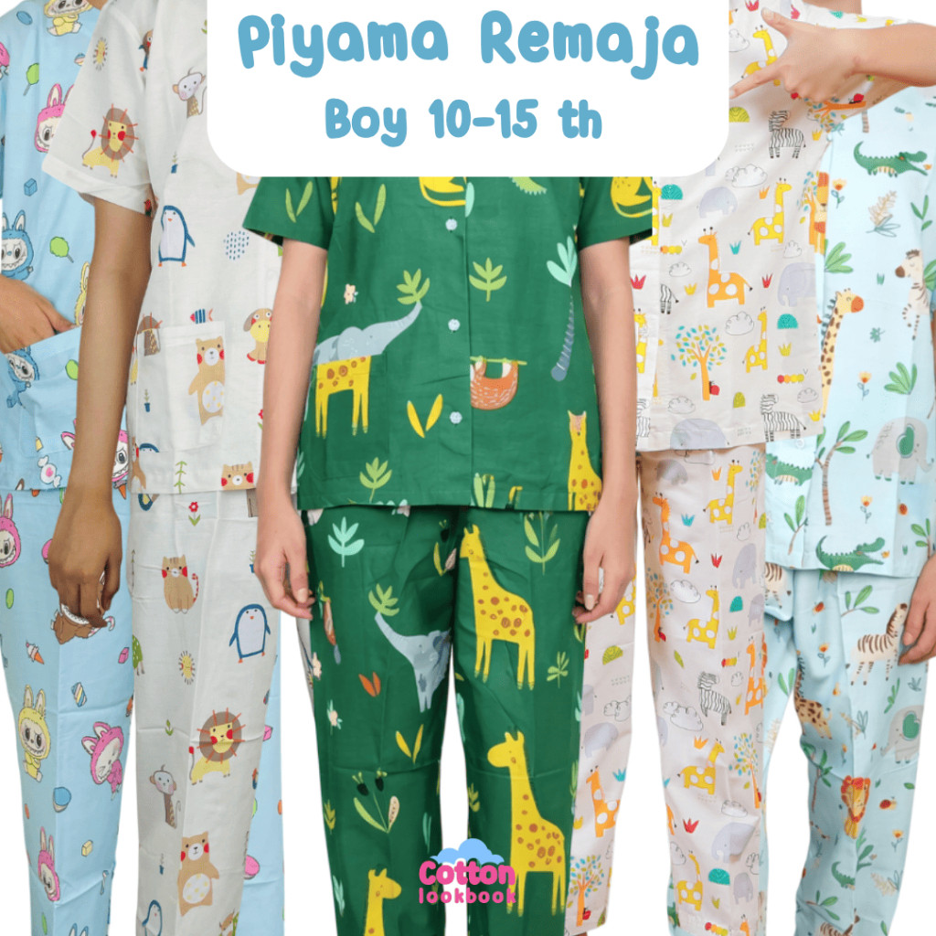 ZIZISHOP [BEST SELLER] COTTON LOOKBOOK - PIYAMA REMAJA ANAK LAKI LAKI KATUN / BAJU TIDUR ANAK MOTIF 