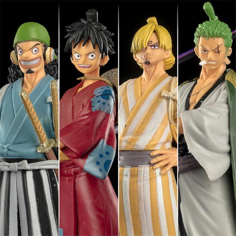 17cm Anime One Piece 3D2Y Luffy Zoro Kimono Latest Samurai apter PVC Action Figure New World Sanji U