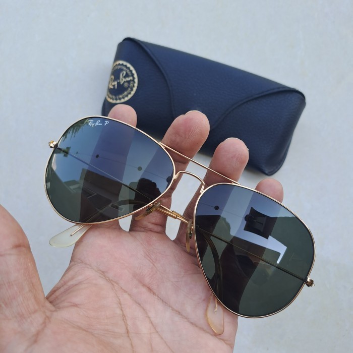 kacamata rayban hitam pria aviators legend sz 62 kaca polarized