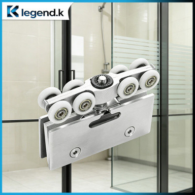 Aksesoris Pintu Sliding Kaca / Glass Clamp Rel Roda Jepit Stainless / Wheel Sliding Door Set
