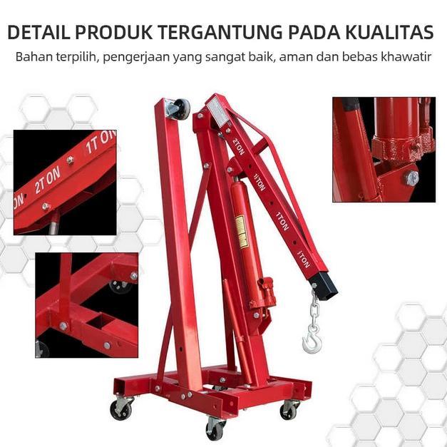 Hoist Crane 2 Ton Engine Crane Lipat Stand Fix Pengangkat Mesin Mobil Heavy Duty