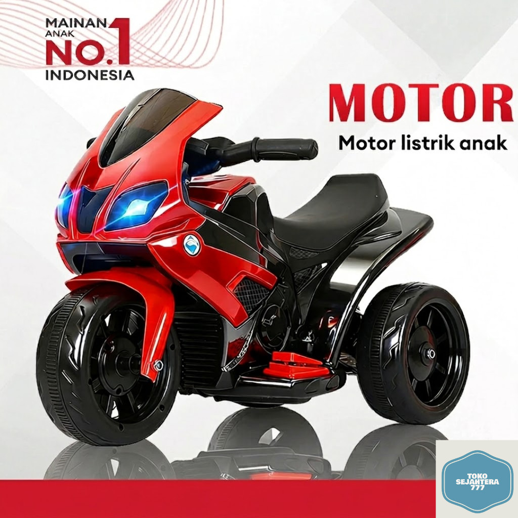 Motor Motoran Aki Anak Bisa Dinaiki Anak Musik Lampu LED Mainan Anak Ride On Elektrik Usia 1-4 Tahun