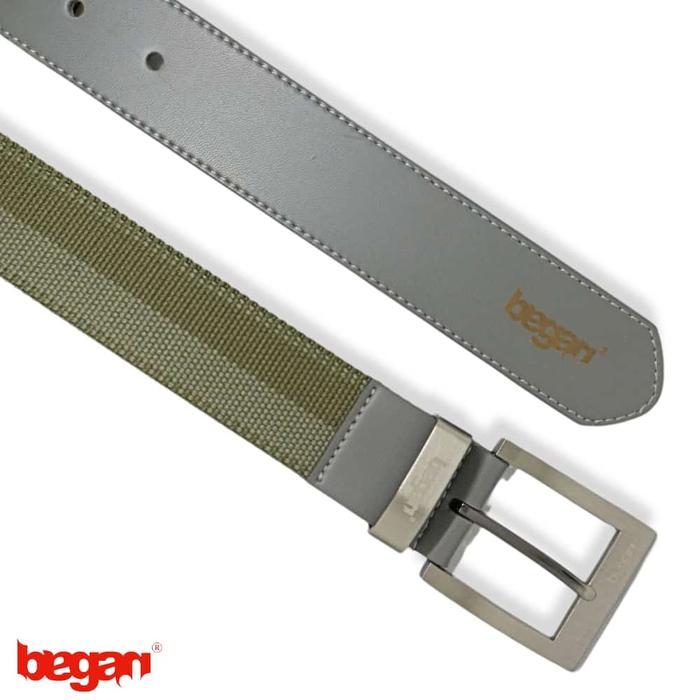 Sabuk Gesper Ikat Pinggang Pria Distro -Began- Canvas Kulit Sintetis - Gray/Green