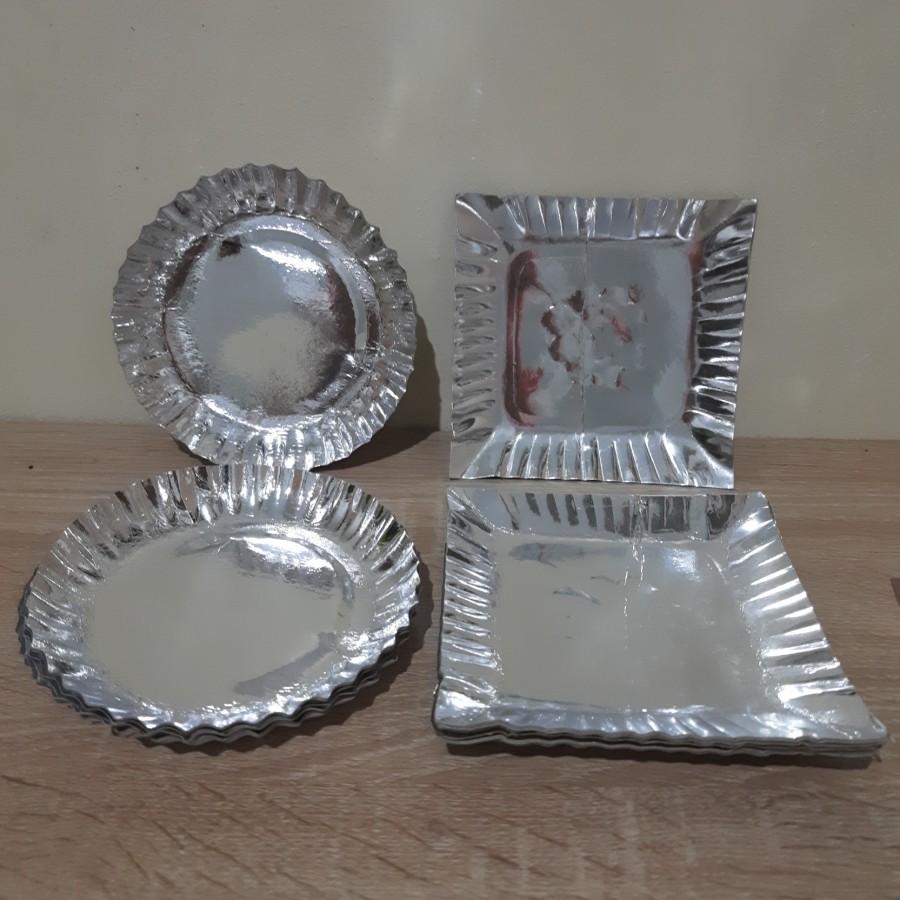 100 pcs lepek kertas kue ulang tahun silver