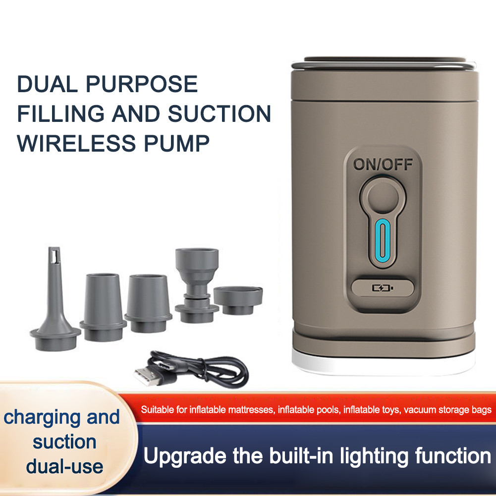 Pompa Tiup Luar Ruangan 4000Pa USB Isi Ulang 3 Mode Pencahayaan Lampu Berkemah Pompa Udara Listrik 1