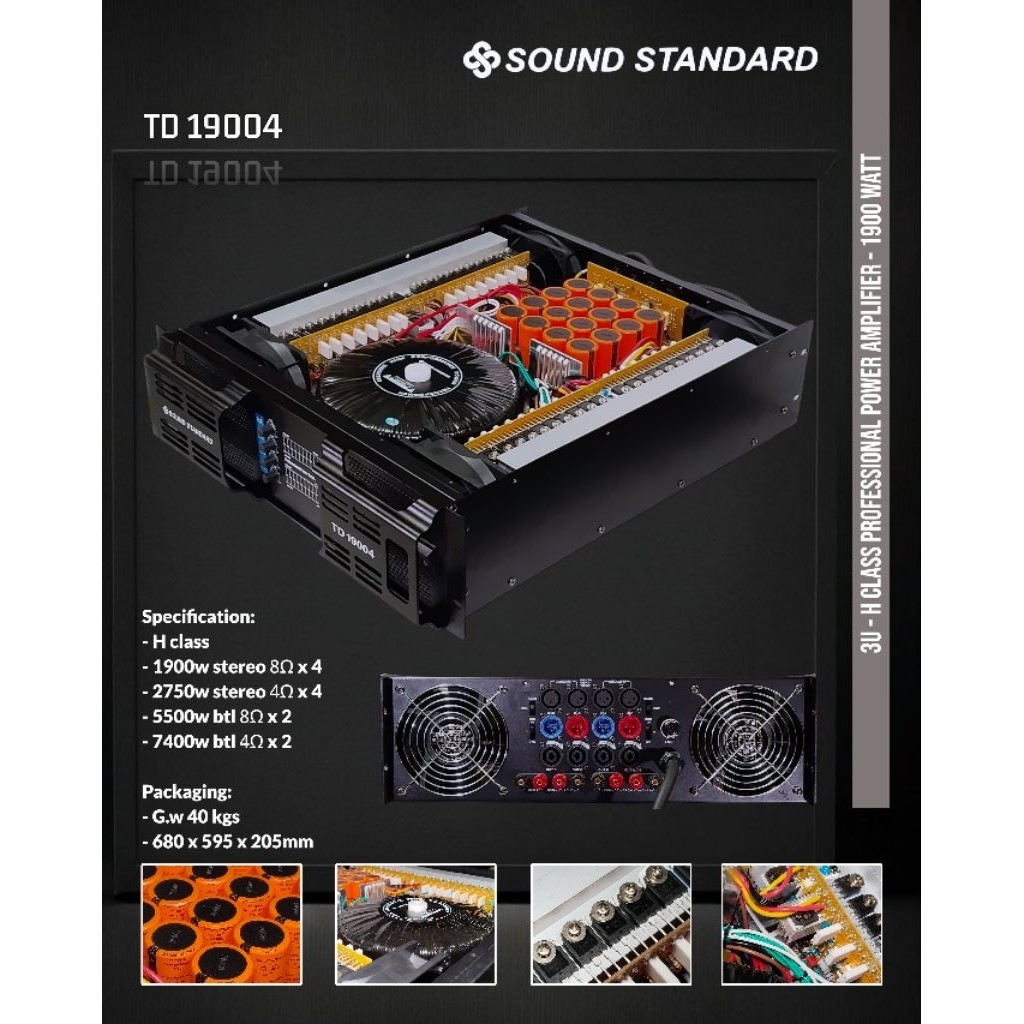Power Amplifier / Soundstandard TD19004 / Kelas H / 4 Channel / SS TD 19004 4CH 4 Chanel - 1900W