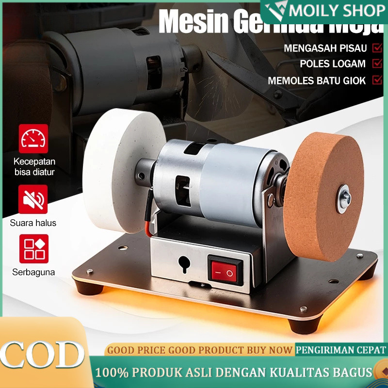 Portable 100 W Tools Mini Mesin Gerinda Meja + Batu Poles Set /   Meja Penggerindaan Kasar Dan Halus