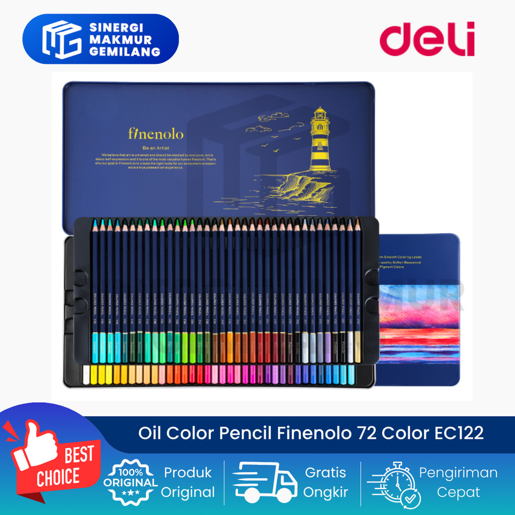 Oil Color Pencil/Pensil Warna Tin Case 72 Color Finenolo Deli EC12272 (Set)